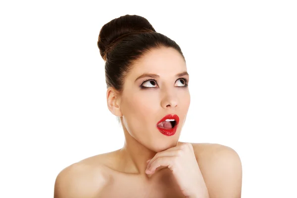 Shocked woman with make up. — Stock Photo, Image