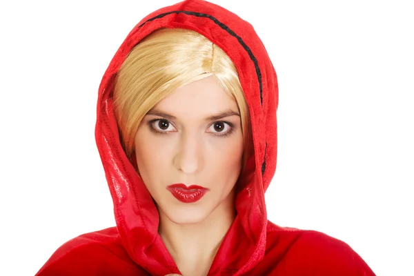 Vrouw als een Little Red Riding Hood. — Stockfoto