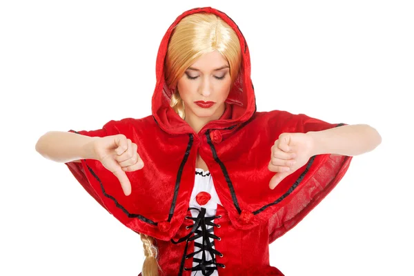 Woman as a Little Red Riding Hood. — Stock Photo, Image