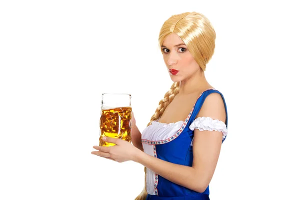 Bavarian woman with beer. — Stock Photo, Image