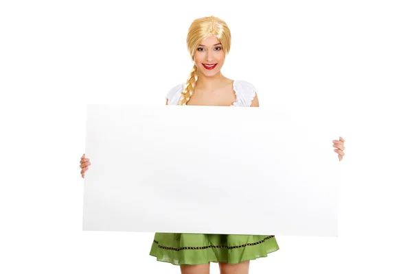 Woman holding empty banner. — Stock Photo, Image