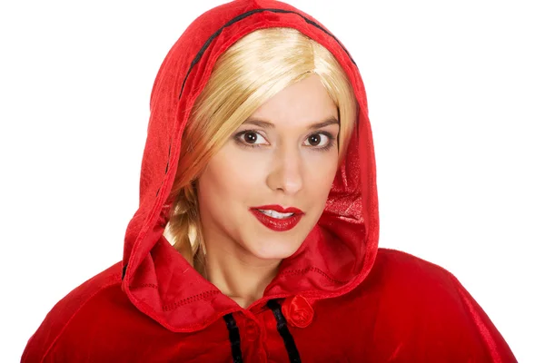 Kobieta w czerwony kapturek. Obrazek Stockowy