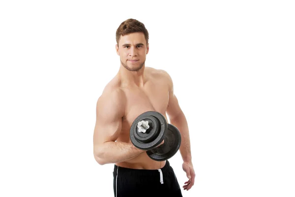 Muscular sports man weightlifting. — Stock Photo, Image