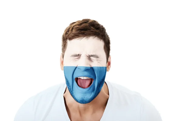 Screaming man with San Marino flag on face. — Stock Photo, Image