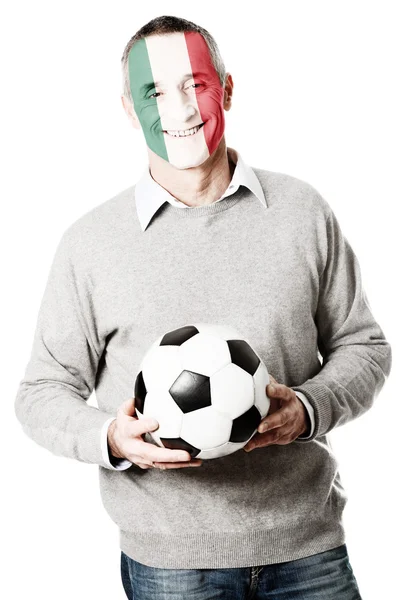 Meksika bayrağı yüzündeki ile olgun adam. — Stok fotoğraf