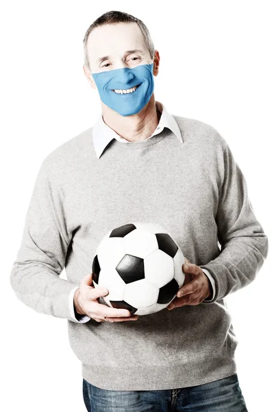 Mature man with San Marino flag on face. — Stock Photo, Image