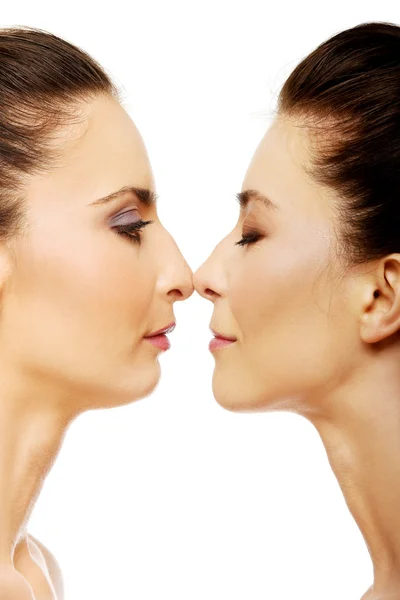 Two sisters standing face to face. — Stock Photo, Image