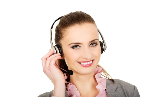 Happy smiling support phone operator. — Stock Photo, Image
