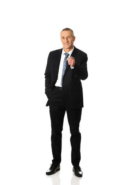 Full length businessman pointing on you — Stock Photo, Image