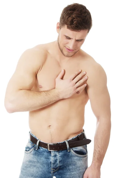 Man feeling pain in his chest. — Stock Photo, Image