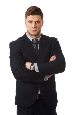 katlanmış silah ile başarılı bir iş adamı.