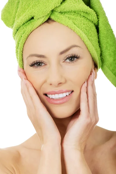 Beauty woman with turban towel. — Stock Photo, Image