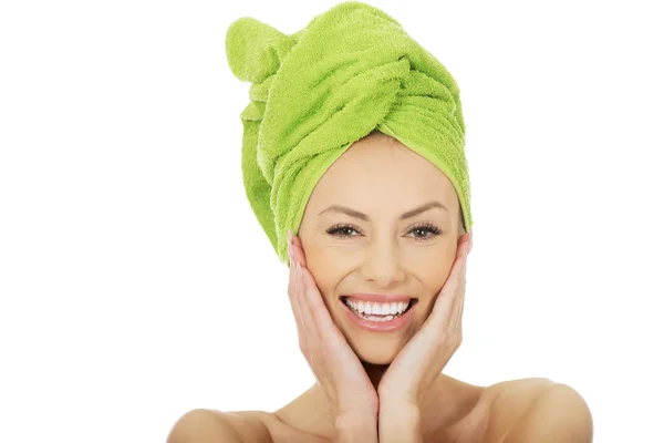 Beauty woman with turban towel. — Stock Photo, Image