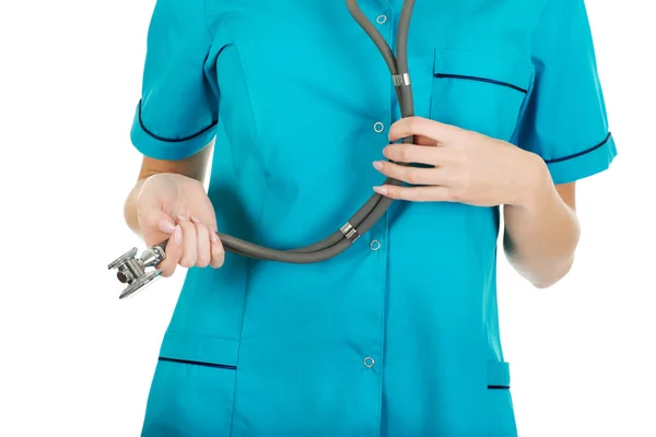 Kvinnlig läkare med stetoskop. — Stockfoto