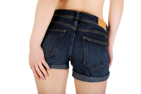 Sexy woman in jeans shorts. — Stock Photo, Image