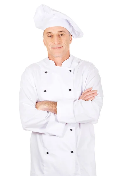 Mužské kuchař stál se založenýma rukama — Stock fotografie