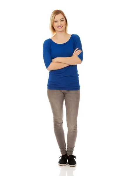 Young casual woman standing. — Stock Photo, Image