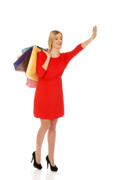 Hermosa mujer con bolsas de compras. —  Fotos de Stock