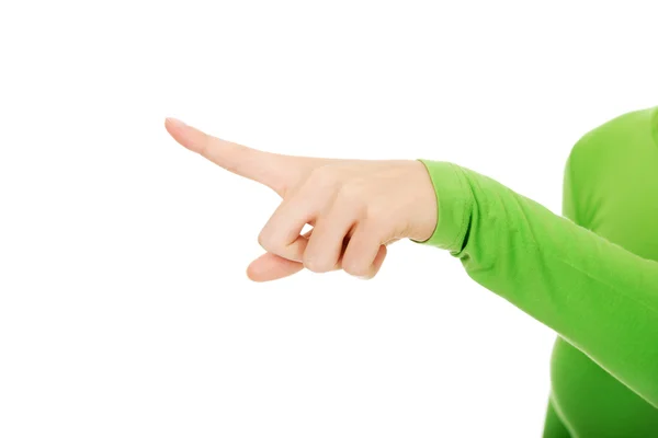 Womans finger pointing. — Stock Photo, Image