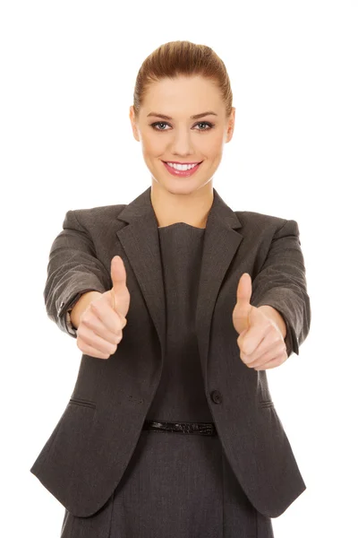 Business woman showing thumbs up. — Stock Photo, Image