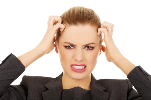 Frustrated business woman screaming. — Stock Photo, Image