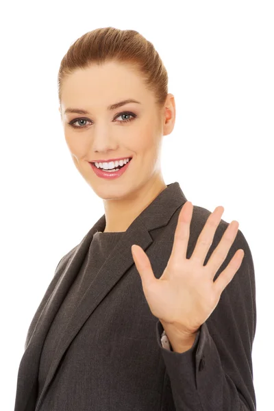 Woman making stop sign with her hand. Stock Image