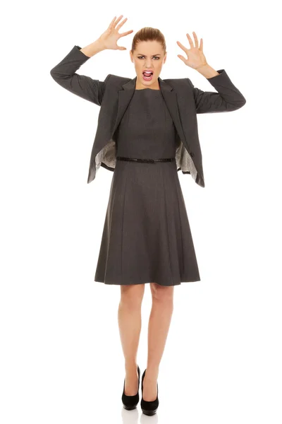 Frustrated business woman screaming. — Stock Photo, Image