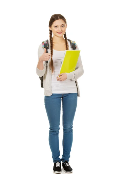 Ragazza adolescente con zaino scuola . — Foto Stock