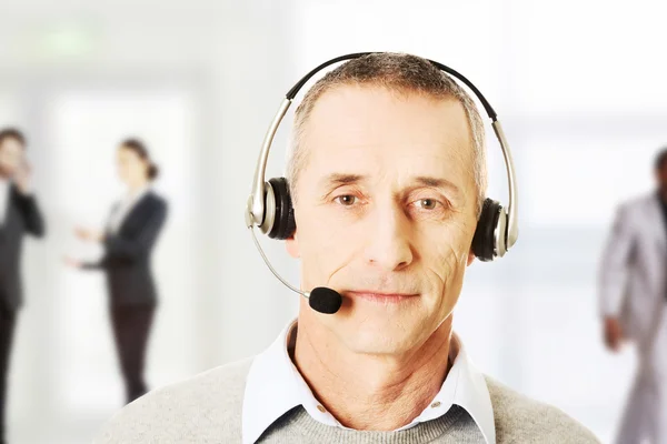 Mature call center man. — Stock Photo, Image