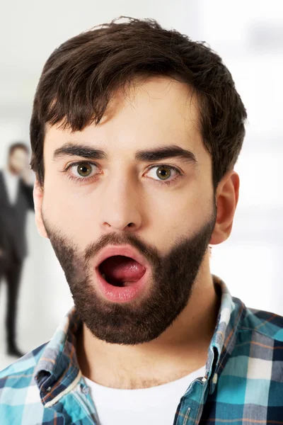 Man with shocked facial expression. — Stock Photo, Image