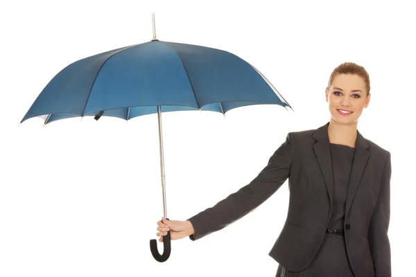 Geschäftsfrau mit Regenschirm. — Stockfoto