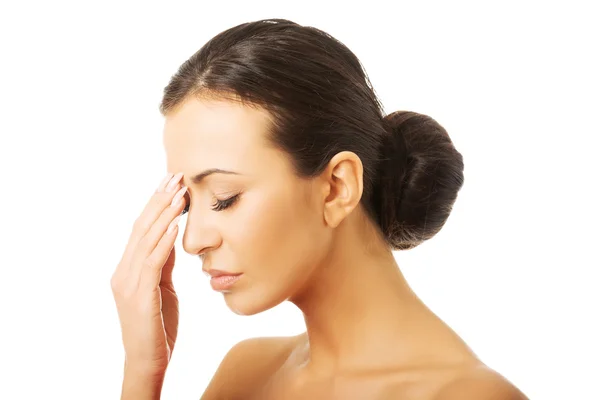 Stressed woman with eyes closed — Stock Photo, Image