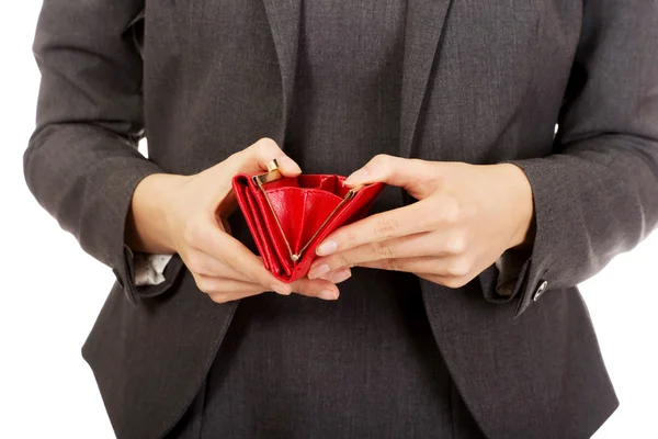 Mujer de negocios con cartera vacía . — Foto de Stock