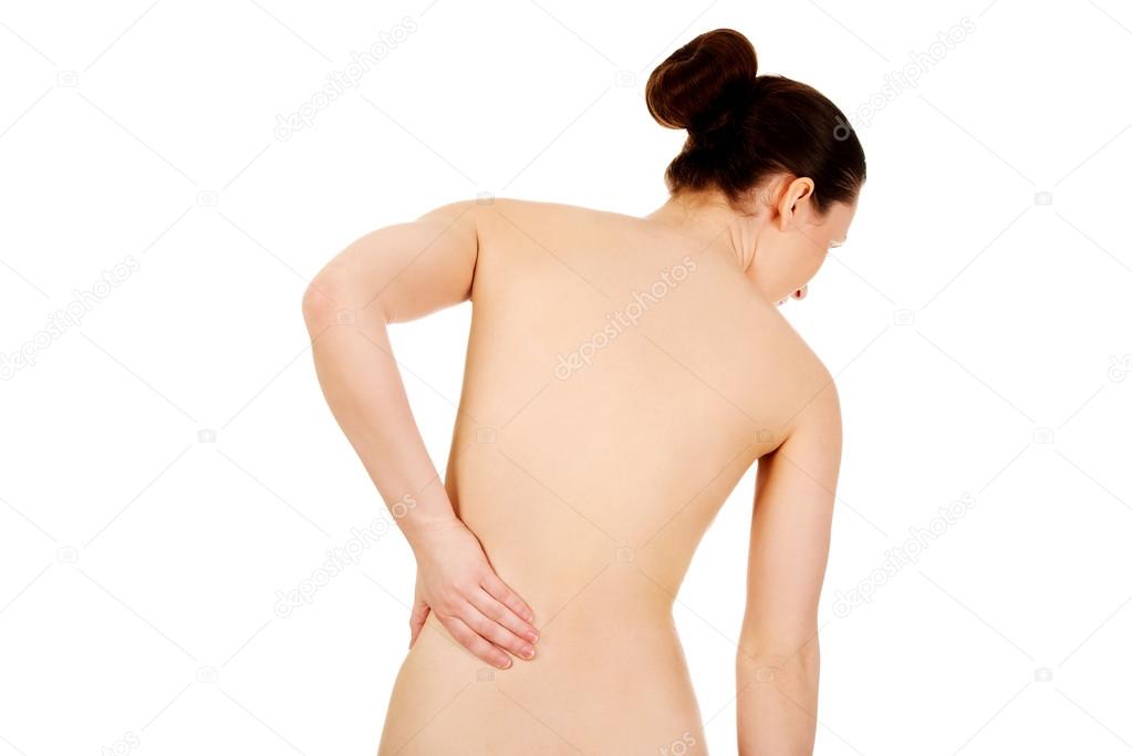 Woman with backache from behind