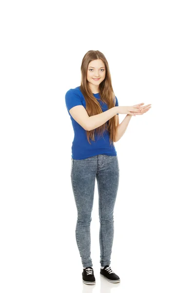 Jovem feliz batendo palmas mulher . — Fotografia de Stock