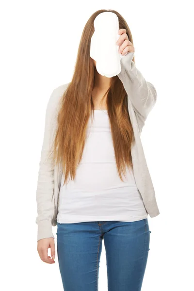 Teenager mit Menstruationspolster. — Stockfoto