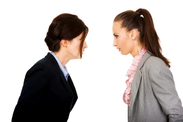 Két dühös businesswomans szembe. — Stock Fotó
