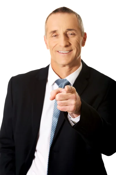 Portrait of businessman pointing on you — Stock Photo, Image