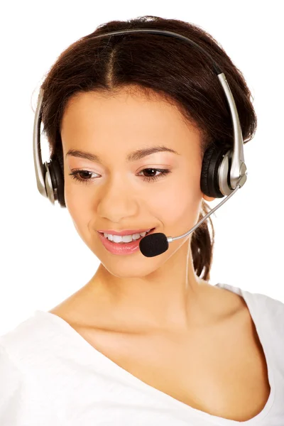 Operador de call center africano — Fotografia de Stock