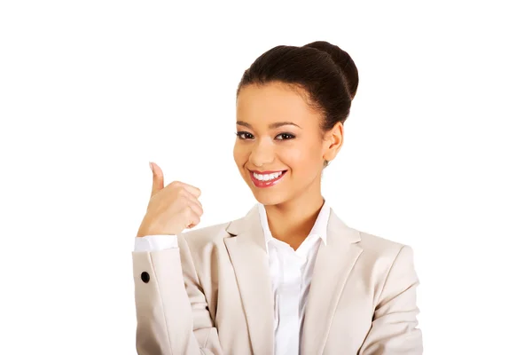 Businesswoman with thumbs up. — Stock Photo, Image