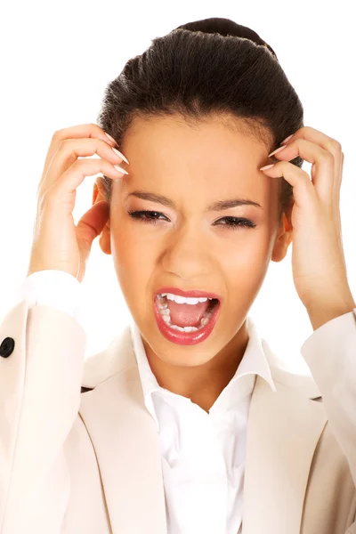 Angry businesswoman screaming. — Stock Photo, Image