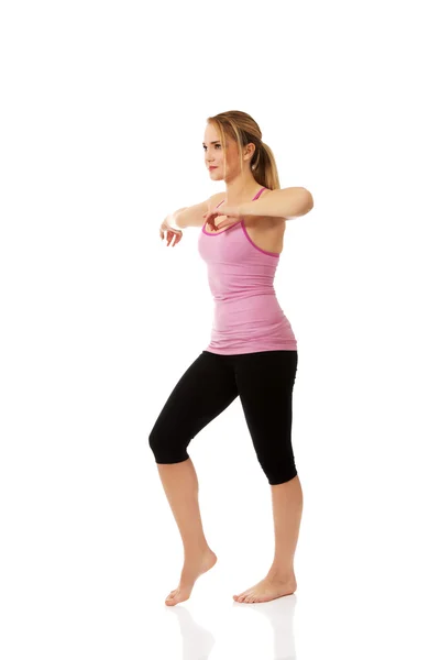 Young woman doing aerobic exercise. — Stock Photo, Image