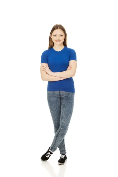 Teenage woman with crossed arms. — Stock Photo, Image