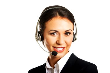 Kulaklıklı mutlu telefon operatörü