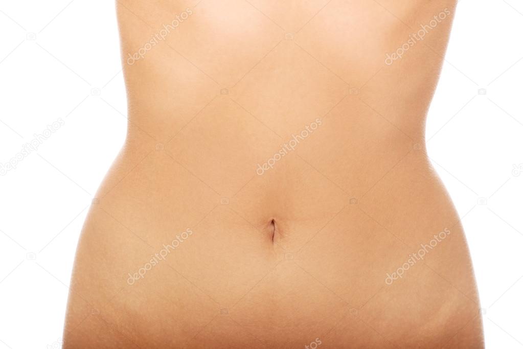 Womans slim belly.