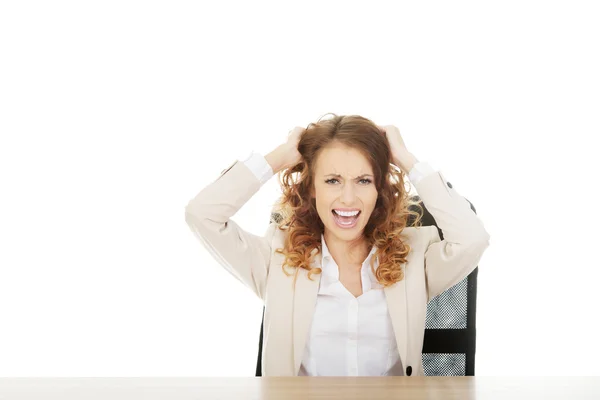 Mulher de negócios irritada gritando . — Fotografia de Stock
