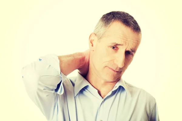 Mature man with neck pain — Stock Photo, Image