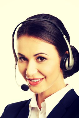 Kulaklıklı mutlu telefon operatörü