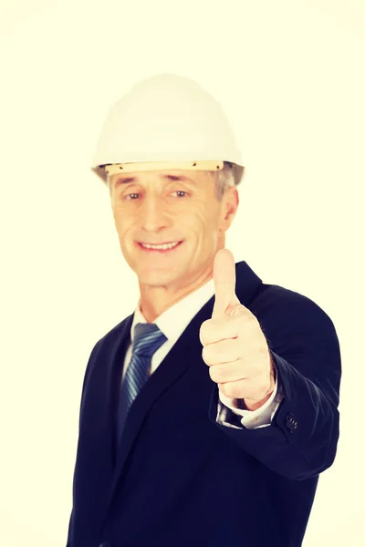 Stavební podnikatel zobrazeno ok znamení — Stock fotografie