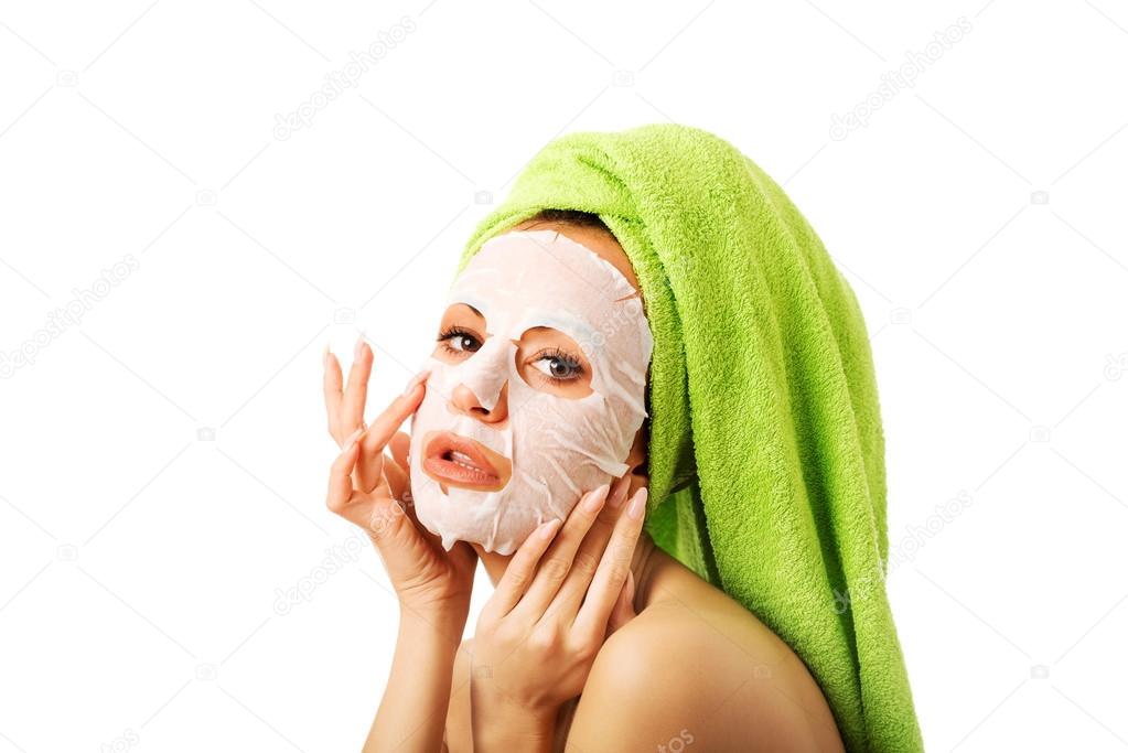 Caucasian woman with face mask